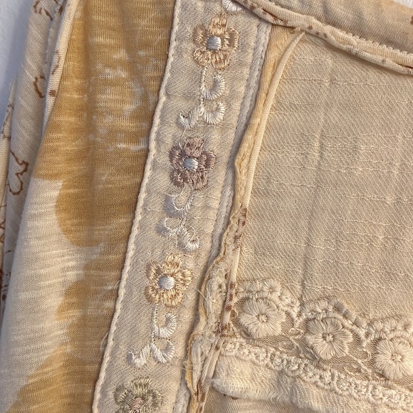 Free people Boom Boom Patchwork Embroidery Blouse Shirt Boho Neutral Open Back - Picture 8 of 13